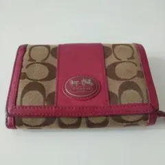 COACH 二つ折り財布 ピンク ベージュ