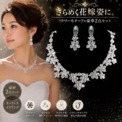 【新品】ブライダルジュエリー 2点セット ネックレス イヤリング 結婚式 華やか