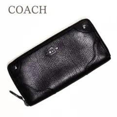 コーチ　ラウンドファスナー 長財布　カード入れ　小銭入れ　レザー　ブラック