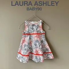＊訳あり【ローラアシュレイ】BABY90白花柄　ノースリーブワンピース　夏ワンピのサムネイル