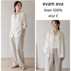 evam eva E243T047 バンブーリネン シャツ グレージュ - メルカリ