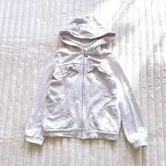 メゾピアノ　フード付き　裏起毛パーカー　140㎝　ピンク色　リボン