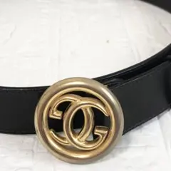 GUCCI グッチ　レザーベルト　GGロゴ　ゴールド　ダークブラウン