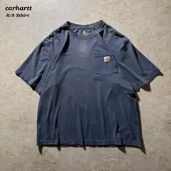 Carhartt染み込みプリントT古着ネイビー鬼フェードXLグランジ当時物 