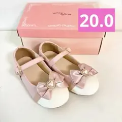 betty kids フォーマルシューズ　20 ピンク　リボン　エナメル　ハート