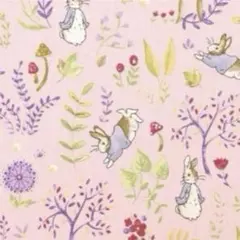 ピーターラビット マジカルフォレスト　ピンク 綿麻キャンバス　生地　ハギレ