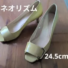 NEORHYTHM イエロー オープントゥパンプス 24.5cm　春　ハイヒール