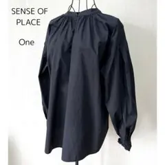 SENSE OF PLACE 2WAYタックボリュームスリーブブラウス　黒のサムネイル