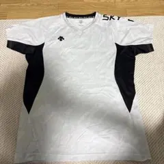 SKY Vネック半袖シャツ ホワイト/ブラック O