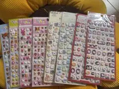 8枚セット　ぷくぷくシール　ハローキティ&オバケヌ フォーム　動物シート