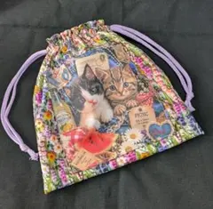 ✨️イベント品✨️❣️巾着袋　猫　パネルB　ハンドメイド