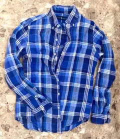 美品 Ralph Lauren リネン チェック柄 長袖シャツ