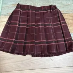 ボルドー チェック柄 プリーツスカート インナーパンツ付き L 制服風 コスプレ