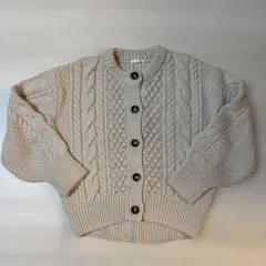 GU クリーム色 ケーブルニットカーディガン