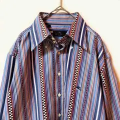 ほぼ未使用品✨エトロ ETRO総柄 ストライプ 長袖 シャツ 41