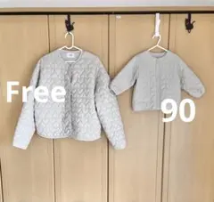 プティマインリアン　親子リンクコーデ　親子お揃い　キルティングジャケット　ハート