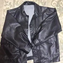 ブラック レザー風ジャケット サイズF