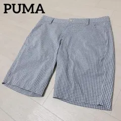 プーマ　ゴルフウェア　ハーフパンツ　チェック　ストレッチ　ブルー　Lサイズのサムネイル