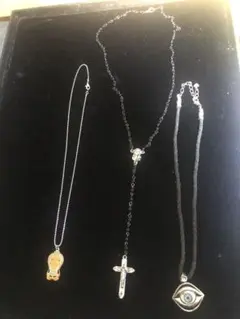 ネックレス 3本セット シルバー/ブラック/オレンジ