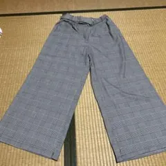 新品 Bershka チェック柄 ワイドパンツ グレー