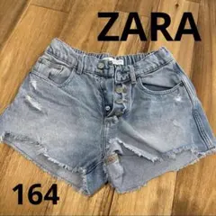 ZARA ライトブルー ダメージショートパンツ 13-14