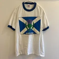 ジャージーズ プリント Ｔシャツ リンガー丸首半袖 M 白青 綿 お出かけのサムネイル