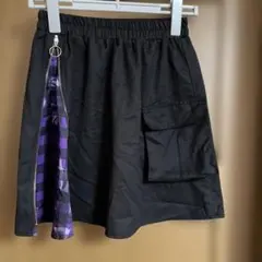 NieR黒い紫チェック柄ジッパー付きミニスカートのサムネイル