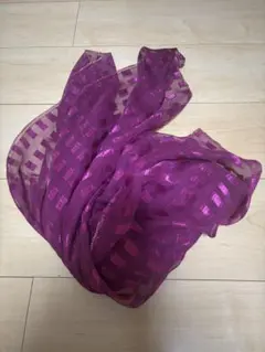 紫色 シフォン チェック柄 スカーフ