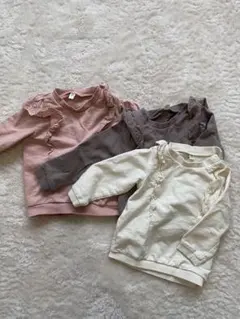 フリル付き長袖トップス3点セット