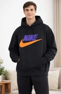 NIKE ナイキロゴパーカー ブラック裏起毛 スウェットフーディー 秋冬 メンズ