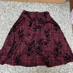 フレアスカート 赤と黒のチェック柄