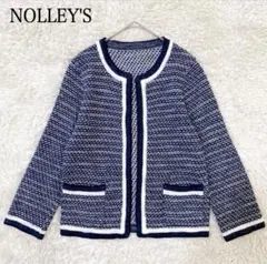 NOLLEY'S ノーカラー ツィード ニットカーディガン M相当 日本製のサムネイル