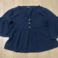 レディース　黒パールカーディガン