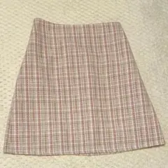 ツイード ミニ スカート ピンク 台形 A