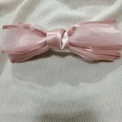 リボンバレッタ　ピンク　ヘアアクセサリー