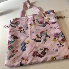 猫プリント ピンク トートバッグ