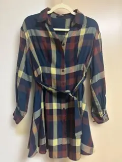 one way チェック柄シャツワンピース