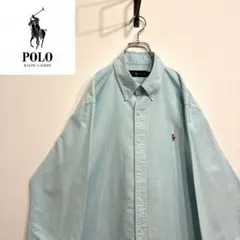 超人気❗️ラルフローレン　ワンポイントロゴシャツ　L 90s刺繍古着希少レア長袖