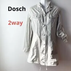 2way レディース ロングコート パーカー 白 M 薄手 長袖 フード 襟 春