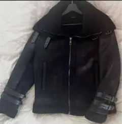 ZARA 【Lサイズ 美品】フェイクムートンジャケット フライト 黒 ボア