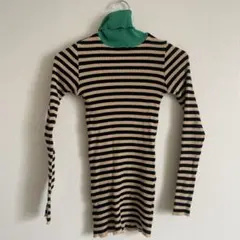 ストライプタートルネックニット