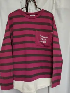 140.BREEZE 長袖 Tシャツ ピンクストライプ