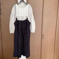 新品サマンサモスモス　麻レーヨンサス付ギャザースカート　チャコール