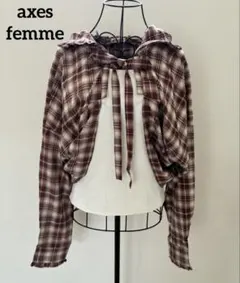axes femme チェック フード付 ボレロ風羽織り / ポンチョ風トップスのサムネイル