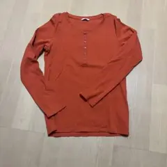 エクストラファインコットン Lサイズ オレンジ 長袖Tシャツ