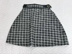 アンミール　ツイード ミニスカート モノトーン チェック柄 ベルト付き