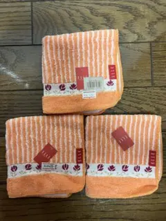 ELLE オレンジストライプタオルハンカチ 3枚セット