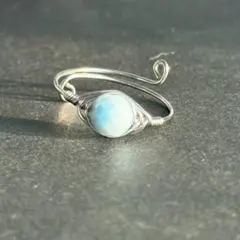 WR429C 天然石 ワイヤーリング ラリマーカット ペクトライト フリーサイズ