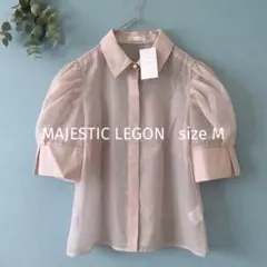 【新品未使用】MAJESTIC LEGON シアー半袖ブラウス パール調大ボタンのサムネイル