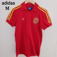 アディダスオリジナルス Tシャツ M レッド 刺繍ロゴ スペイン